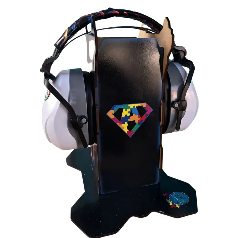 Abafador de ruidos Infinity Gray para Autistas de 26 DB com suporte decorativo Black