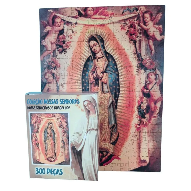 Quebra-cabeça Nossa Senhora de Guadalupe 300 Peças em MDF Marrom Coleção Tea e Amor - OUTRAS