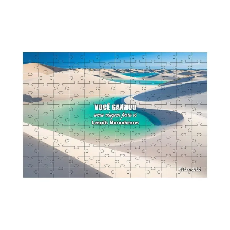 Quebra-cabeça Supresa de Presente Lençóis Maranhenses 150 Peças MDF com Viagem Azul Coleção Tea - OUTRAS