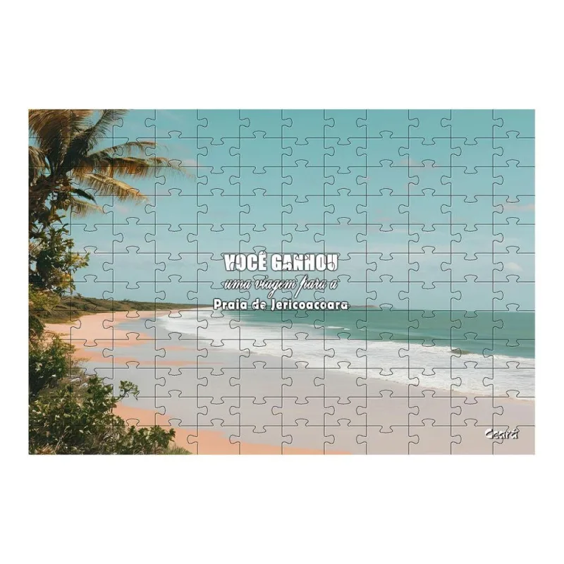 Quebra-cabeça Presente de Viagem Litoral do Ceará 40 Peças MDF 29,7CM X 39,7CM Azul Coleção Tea - OUTRAS