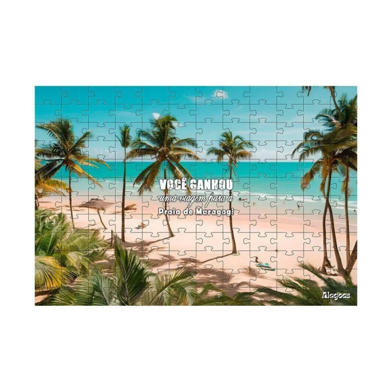 Quebra-cabeça Viagem Surpresa para Alagoas 40 Peças MDF com Imagem da Praia de Maragogi Azul Coleção - OUTRAS