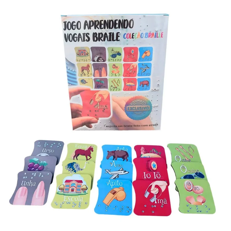 Jogo das Vogais em Braile Aprenda Brincando com Escrita Tátil