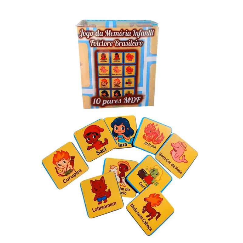 Jogo Infantil Educativo Folclore Brasileiro 10 Pares em MDF