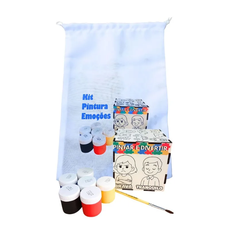 Cubo Cognitivo Pintando as emoções para Autistas reutilizavel com Tintas e Pincel