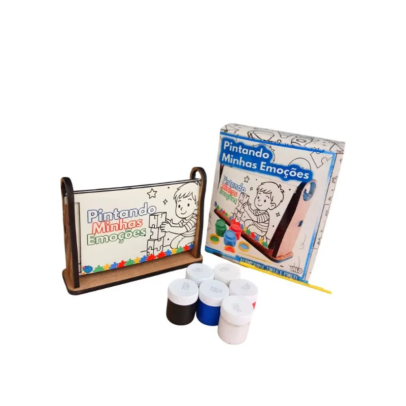 Kit Pintura Minhas Emoções para Autistas album 5 telas com kit pintura