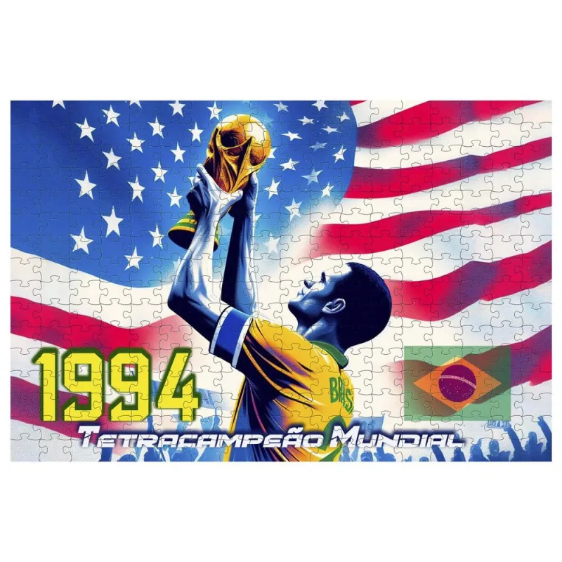 Quebra-cabeça Coleção Copa do Mundo Estados Unidos 1994 Tetracampeão 300 peças em mdf