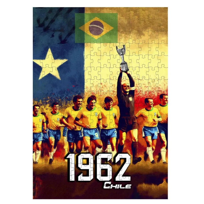 Quebra-cabeça Futebol Brasil BiCampeão Mundial Chile 1962 de 60 peças