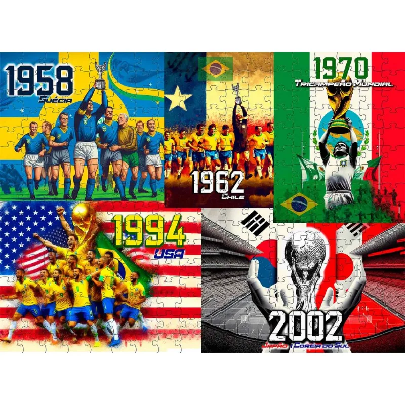 Quebra-cabeça Brasil Campeão das Copas de 500 peças em mdf