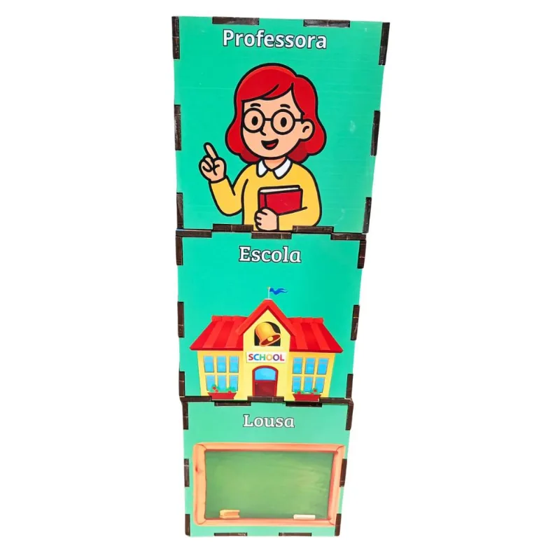 Jogo Infantil das Profissões em Cubos de MDF Aprendizado Divertido