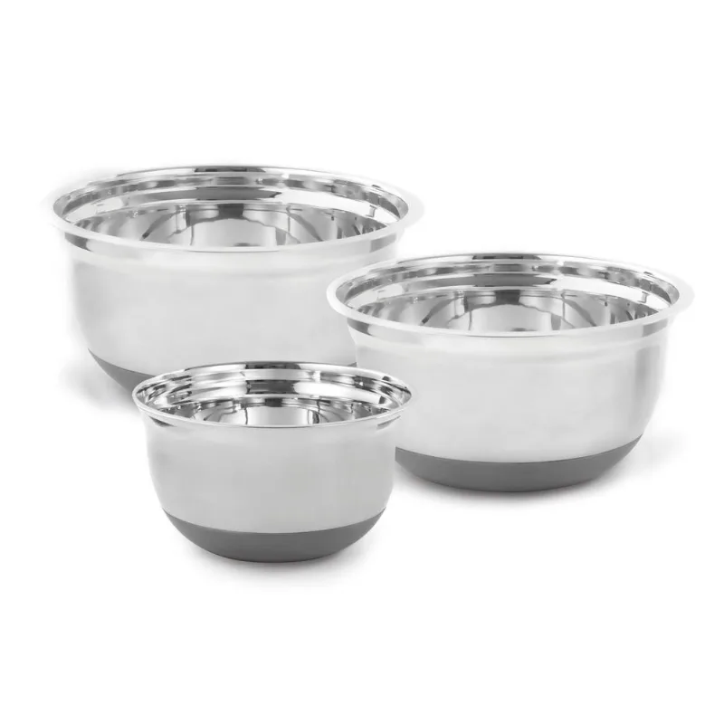 Jogo De Bowls Aço Inox Com Base Em Silicone 3 Peças Mimo