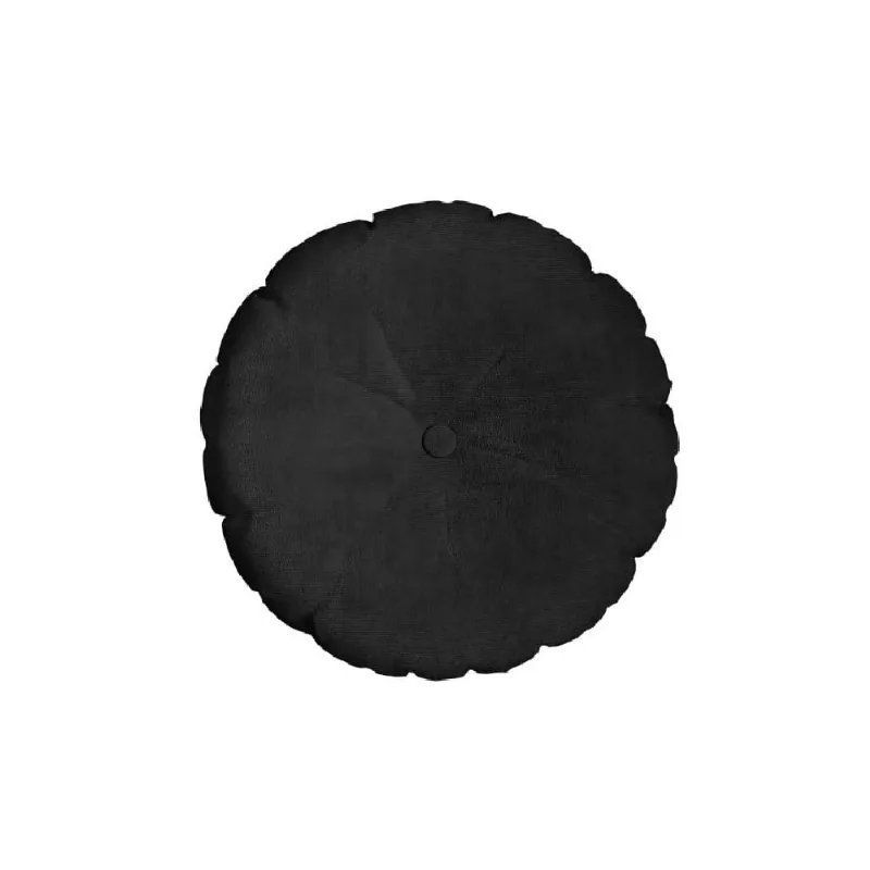 ALMOFADA VELVETEEN REDONDA C/BOTAO 40CM 579 PRETO/UNICO