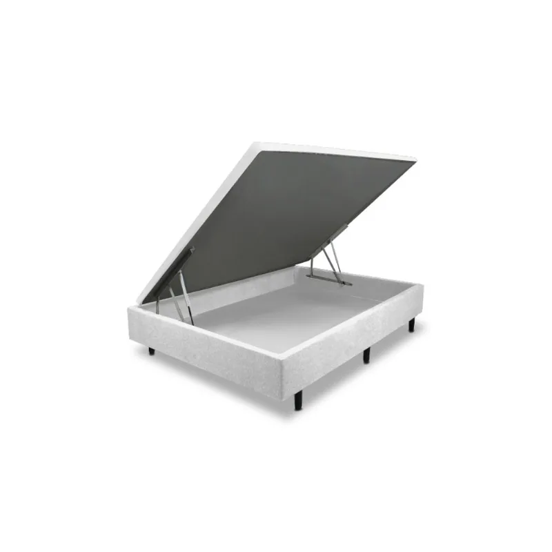 Base Box para Colchão de Casal MGA Lift Cotton com Baú e Pistão à Gás - 39x138x188cm Cinza