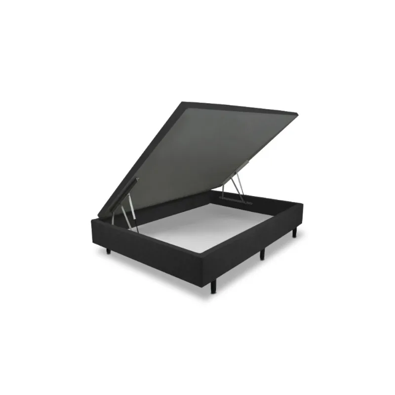 Base Box para Colchão de Casal MGA Lift Cotton com Baú e Pistão à Gás - 39x138x188cm Preto
