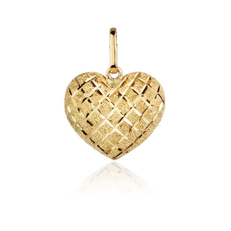Pingente Coração Em Ouro 18k Diamantado Grande 13,50mm