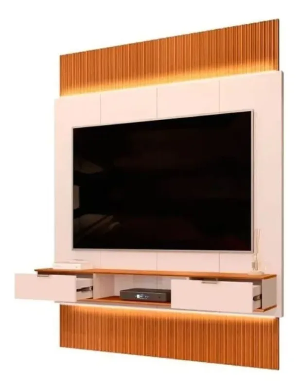 Painel Home Pra Tv Até 75'' Extensivo Freijó Off White - Dj Móveis - Dj Móveis - Móveis