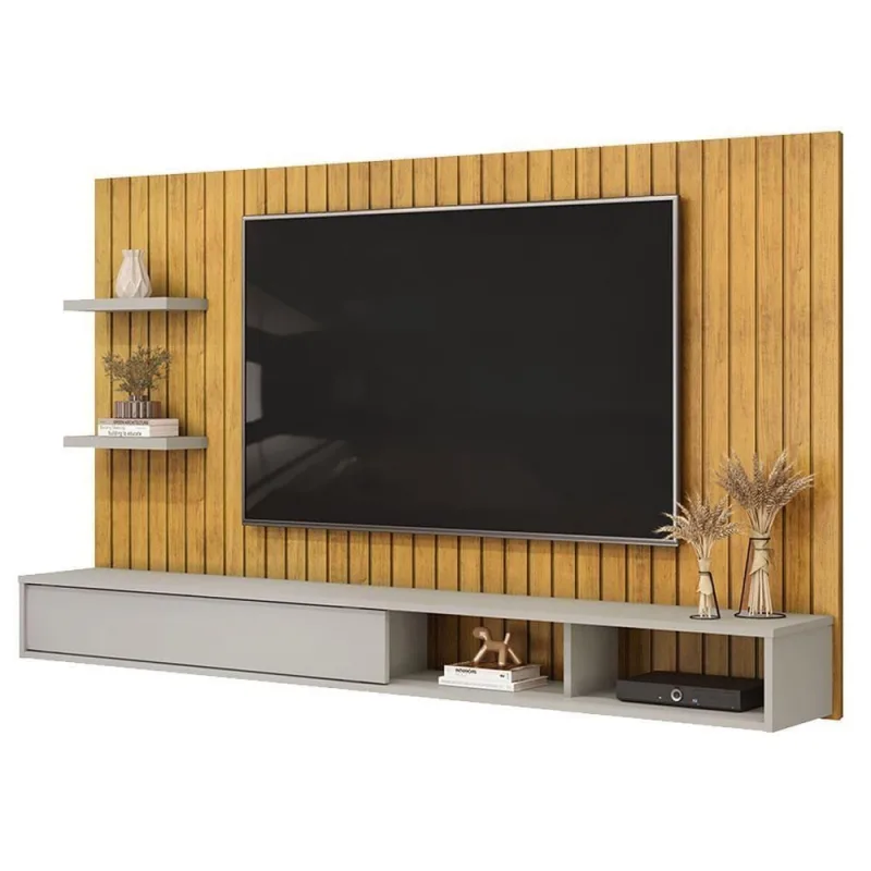 Painel para Tv Friz Cedro Bali 179CM MDF-MDP com Nicho Amadeirado DJ Móveis - Dj Móveis