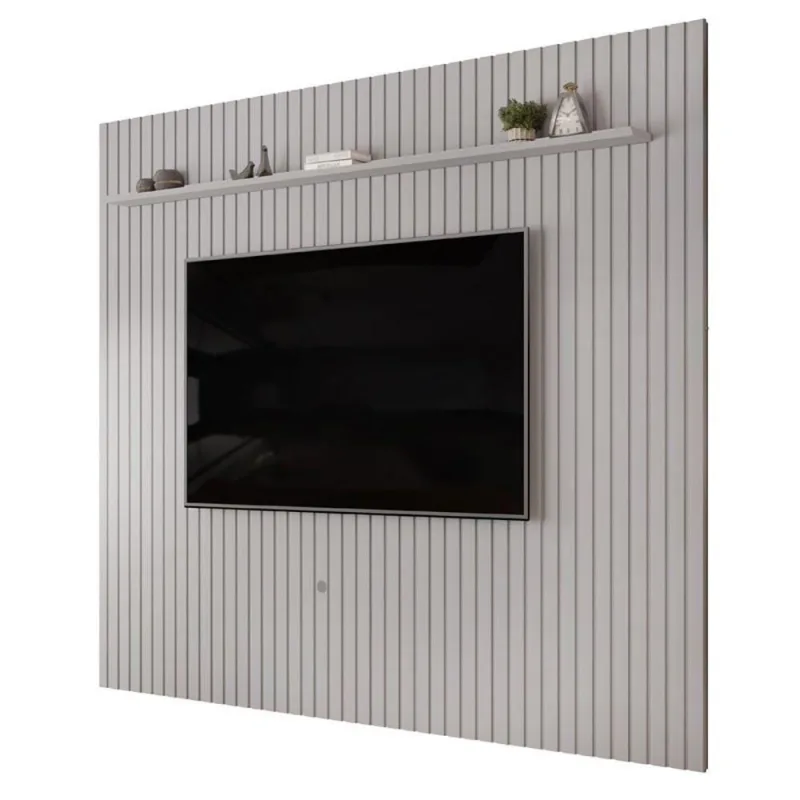 Painel Suspenso para TV Trento 275,7 Ripado 275,7CM MDF Café DJ Móveis - Dj Móveis