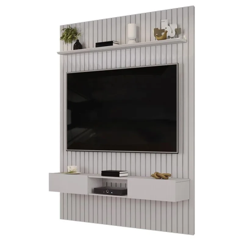 Painel com Bancada Suspenso para TV Trento 183 Ripado 183CM MDF DJ Móveis - Dj Moveis