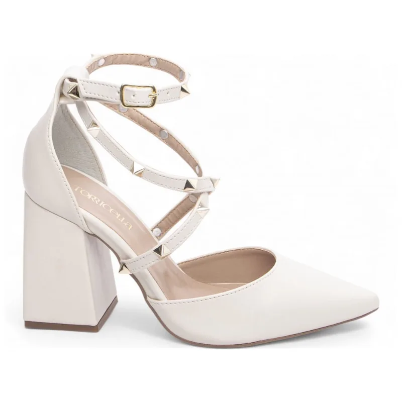 Sapato Scarpin Off White Salto Médio Grosso Bloco Pirâmides Feminino 8,5 cm Off White emily online