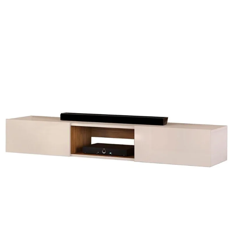 Bancada Suspensa Luca 143 para TV 55" 143CM MDP com Nicho Off White DJ Móveis