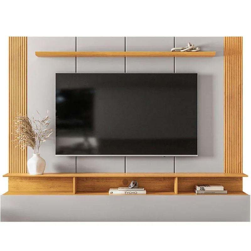 Painel para TV Soul 65" 183CM MDF MDP com Porta Nichos Amadeirado Cedro Bali DJ Móveis - Dj Moveis