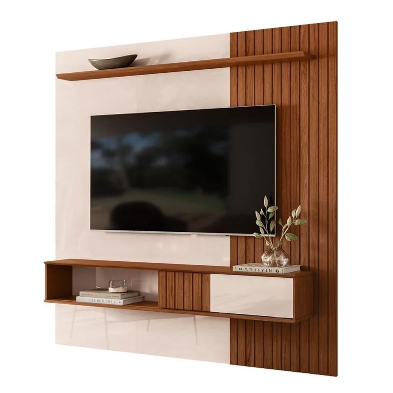 Painel para TV Cosmos 180 70" 181CM MDF-MDP Off White DJ Móveis - Dj Móveis