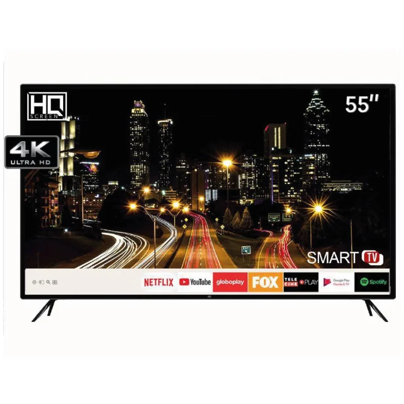Smart TV LED 55" HQ HQSTV55NY Ultra HD 4K Netflix Youtube 3 HDMI 2 USB Wi-Fi
