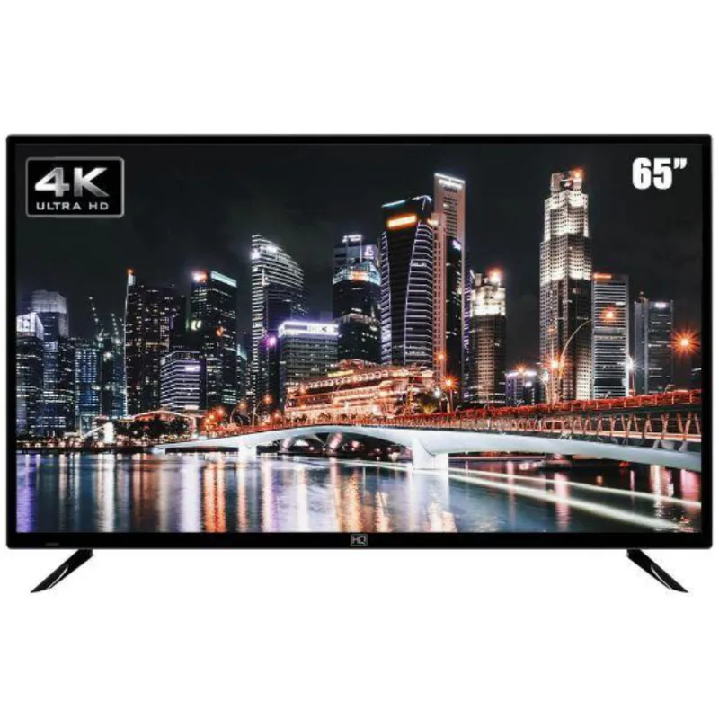 Smart TV 65" HQ 4K com Conversor Digital externo 3 HDMI 2 USB WI-FI Design Slim e Tela Frameless