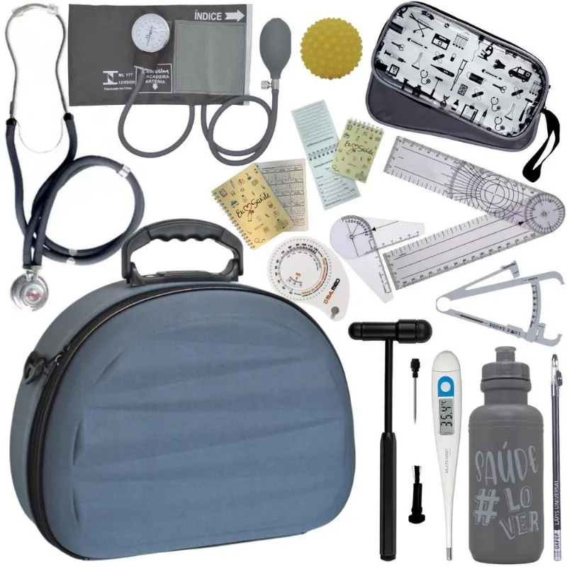 Kit Fisioterapia Goniômetro Pequeno Grande - Grafite Premium