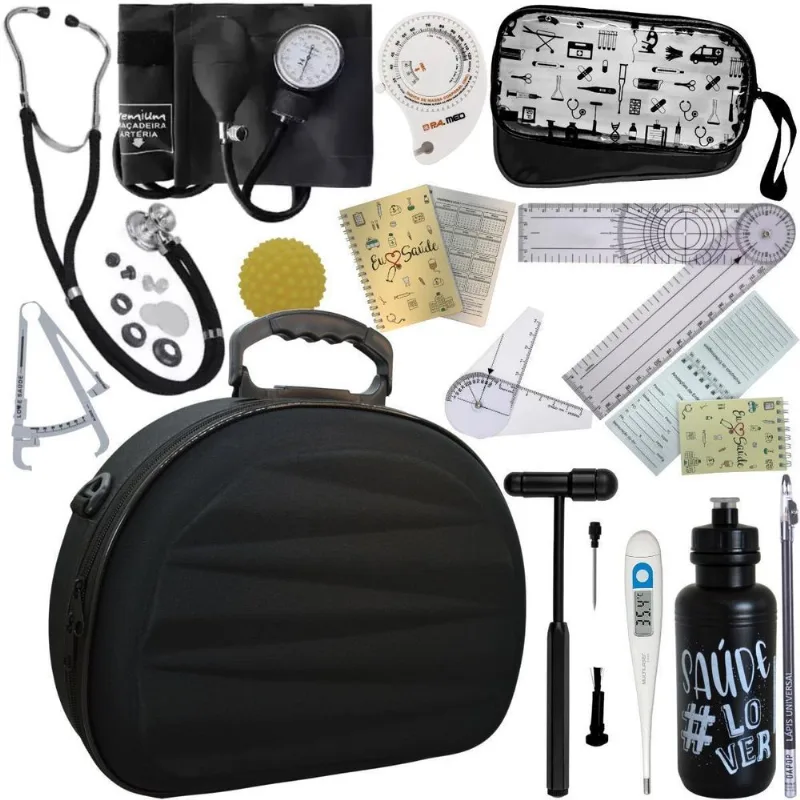 Kit Fisioterapia Goniômetro Pequeno Grande - Preto Premium