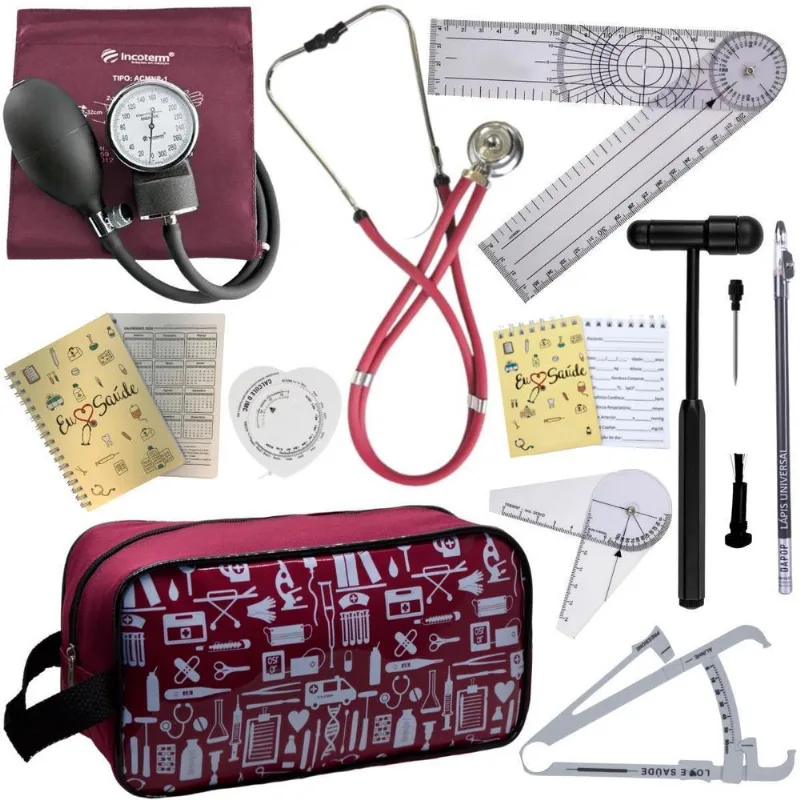 Kit Fisioterapia Goniômetro Martelo Buck- Vinho Incoterm