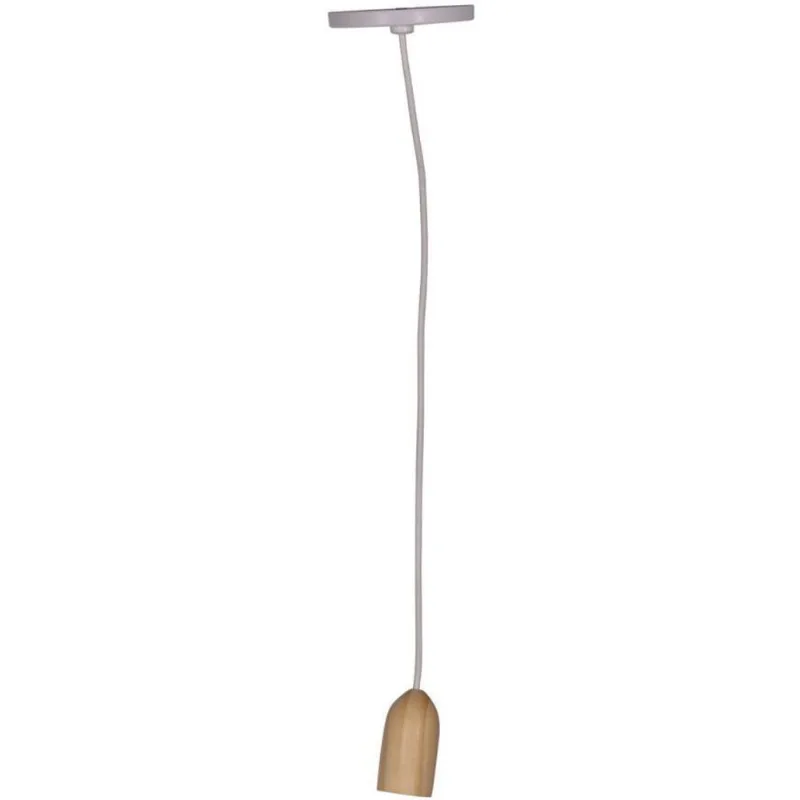 Pendente 1 Lâmpada Madeira Clara Cone 25W Plástico e Madeira Luminoteca 1125 Branco Bivolt