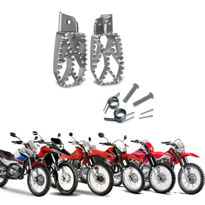 Par Pedaleira Trilha Motocross Anker - Inox crf 230 crf 250F xr 200 tornado bros XRE300 falcon