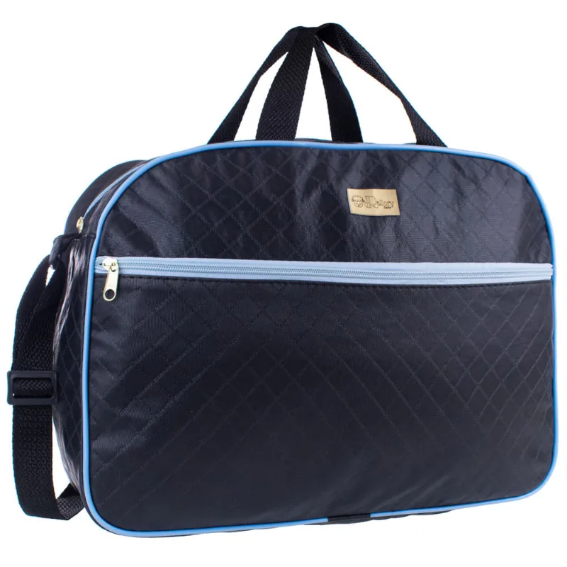 Bolsa Saída Maternidade Grande Menino/Menina Multifunção Preto Com Azul