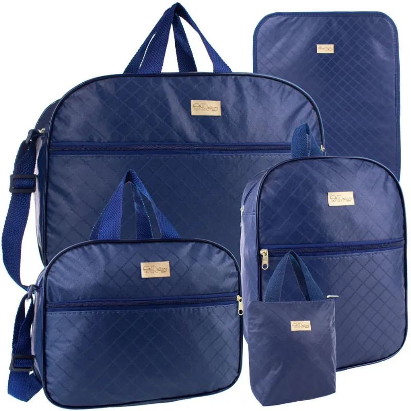 Kit Maternidade 5 Peças Versátil Moderno Menino e Menina Azul Marinho