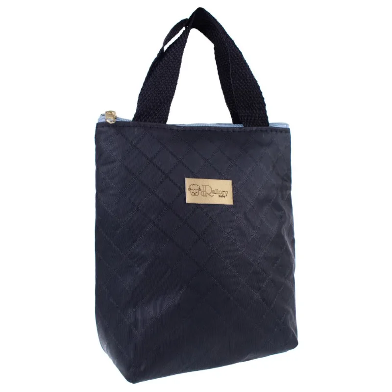 Bolsa Térmica Mamadeira/Marmitinha Maternidade Lancheira Preto com azul
