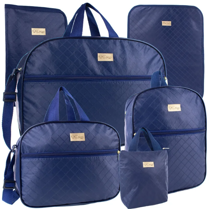 Kit Maternidade 6 Peças Versátil Moderno Menino e Menina Azul Marinho
