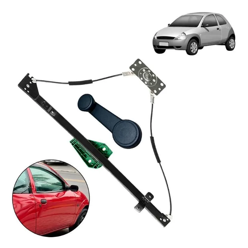 Kit Maquina Vidro Manual E Manivela Ka 1997 A 2007 Direita