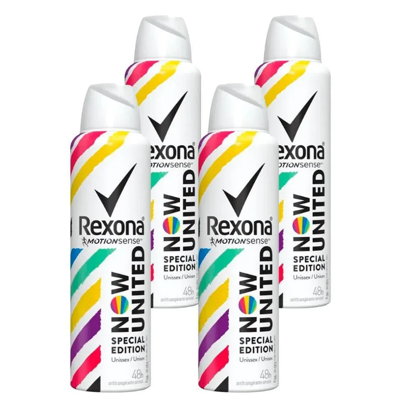 Desodorante Aerosol Rexona Now United 150Ml Kit Com 4