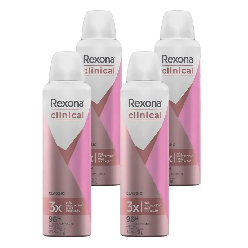 Kit Com 4 Desodorante Aerosol Rexona Clinical Classic 90G