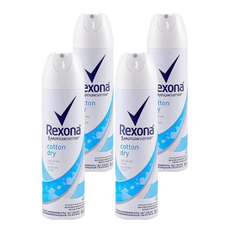 Kit Com 4 Desodorante Aerosol Rexona Cotton Dry 90G