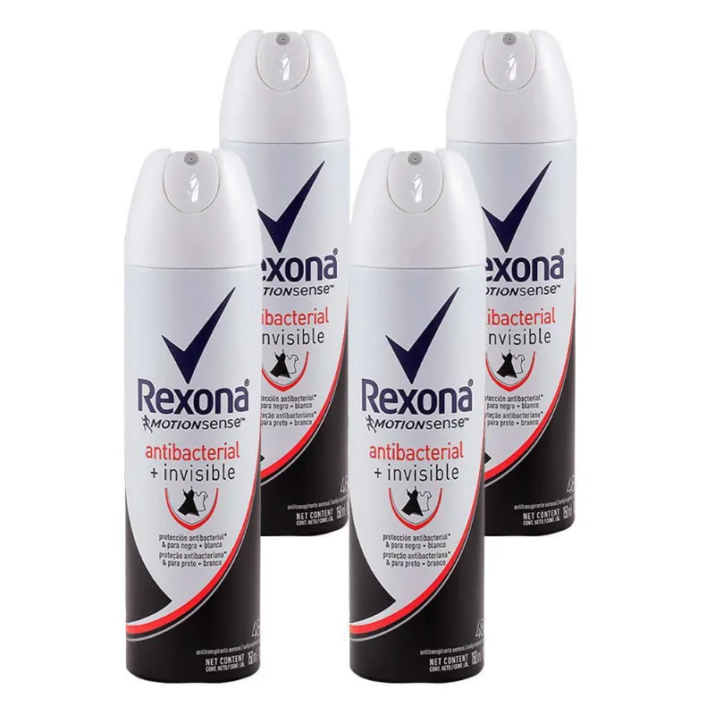 Kit Com 4 Desodorante Aerosol Rexona Antibac + Invisible 90G