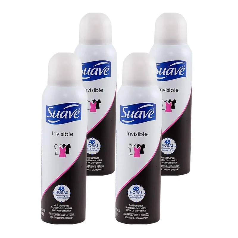 Kit Com 4 Desodorante Aerosol Suave Invisible 48H 150Ml