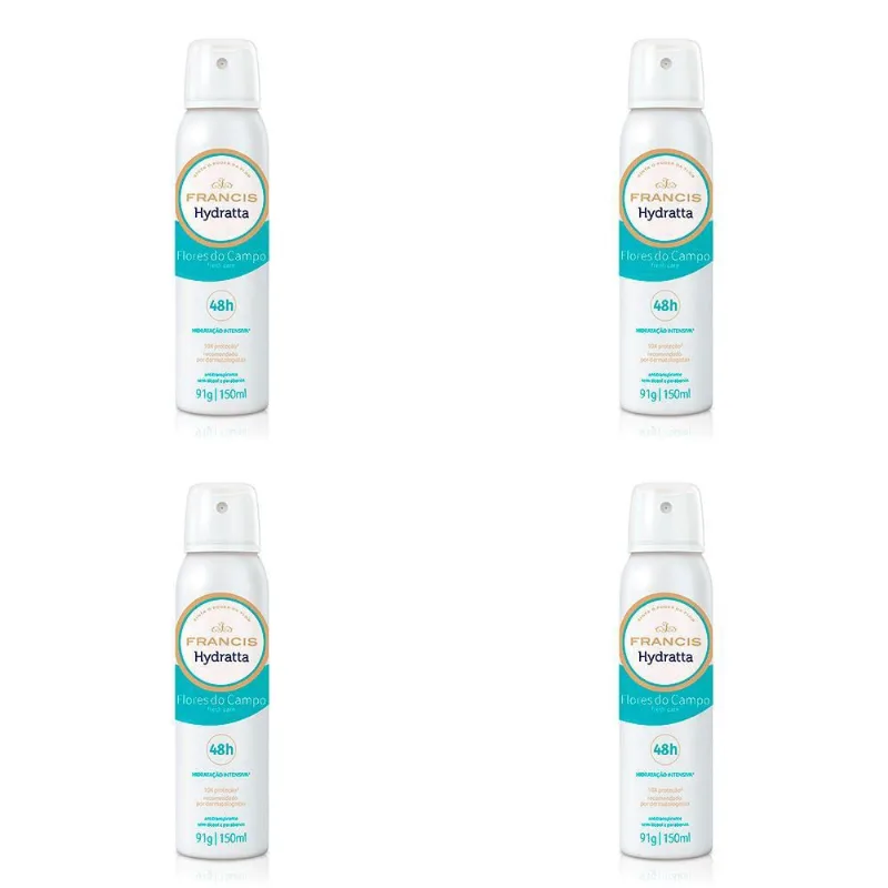 Kit 4 Desodorante Aerosol Francis Proteção Feminino 165Ml