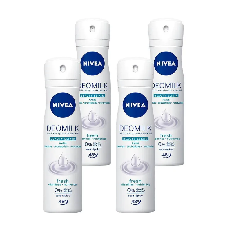 Kit Com 4 Desodorante Aerosol Nivea Deomilk Fresh 150Ml