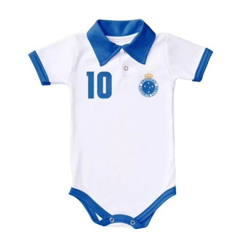 Body Cruzeiro Polo Branco Torcida Baby RN / Branco / Azul - Torcida Baby
