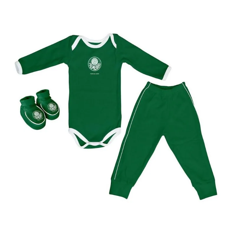 Kit Bebê Palmeiras 3 Peças Longo - Torcida Baby RN - Torcida Baby