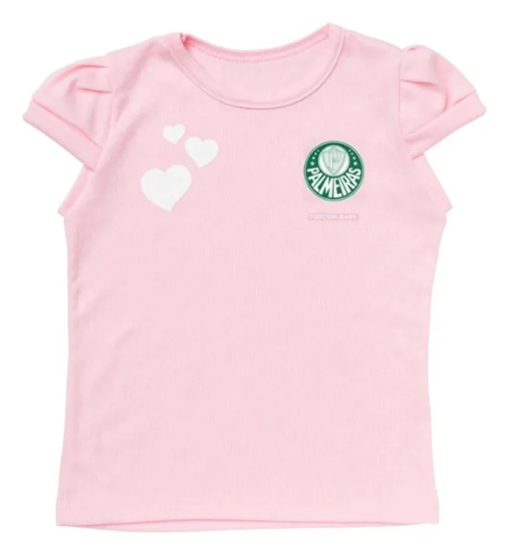 Camisa Infantil Palmeiras Baby Look Rosa Oficial - Torcida Baby