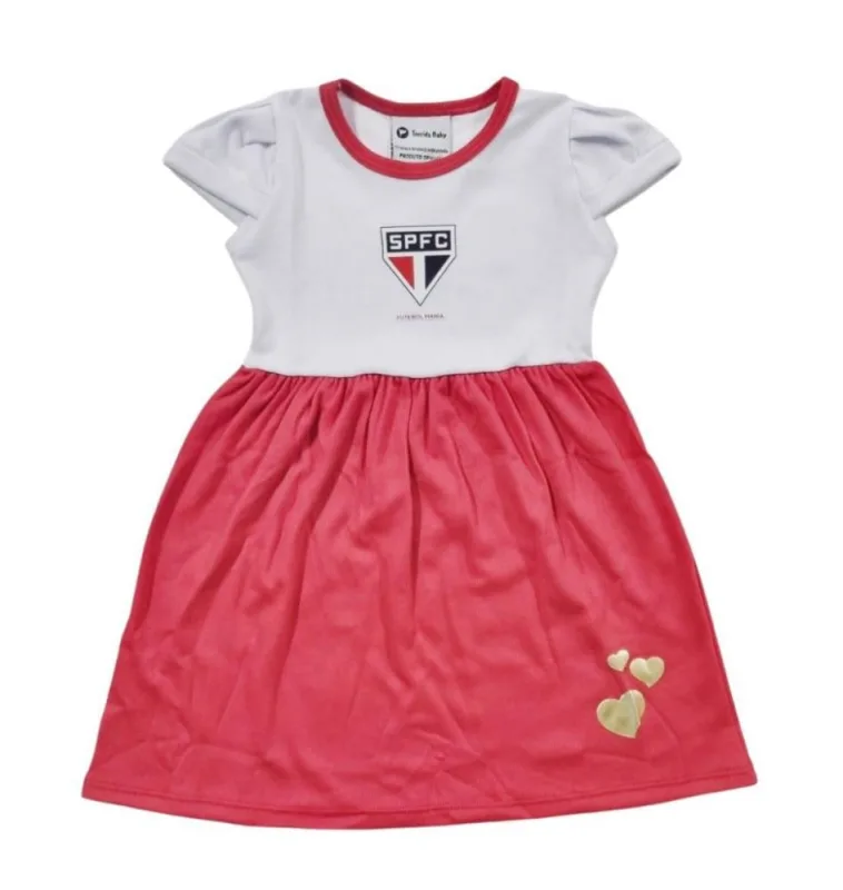 Vestido Infantil São Paulo Canelado Torcida Baby - Torcida Baby