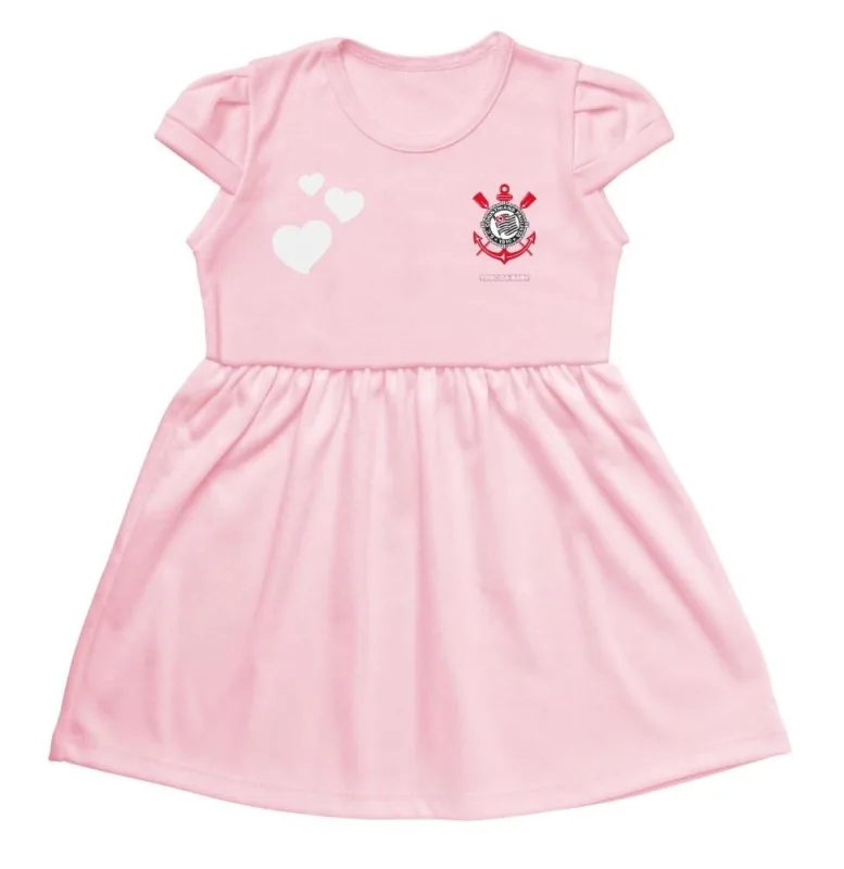 Vestido Infantil Corinthians Rosa Torcida Baby - Torcida Baby